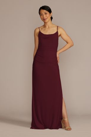 Celebrate DB Studio Ruched Jersey Spaghetti Strap Dress in Wine Size: 28 David's Bridal