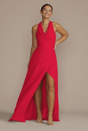 red high low bridesmaid dresses