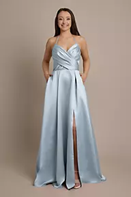 Celebrate DB Studio Satin Crisscross Bodice Ball Gown Dress