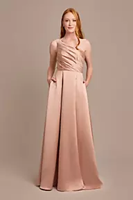 Celebrate DB Studio Satin One-Shoulder A-Line Pleated Bridesmaid Dress