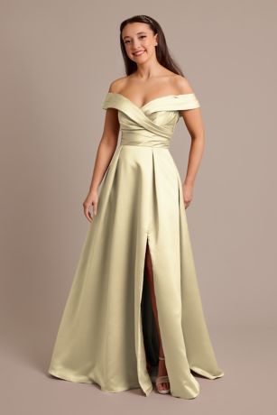 Picture of Satin Off-the-Shoulder Ball Gown Dress