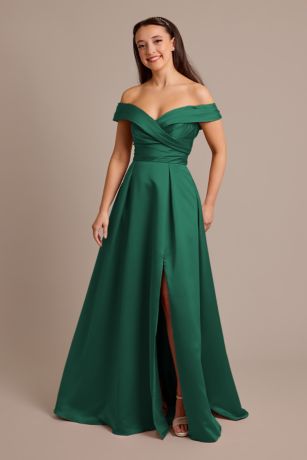 Celebrate DB Studio Satin Off-the-Shoulder Ball Gown Dress