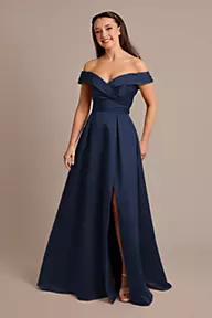 Celebrate DB Studio Satin Off-the-Shoulder Ball Gown Dress