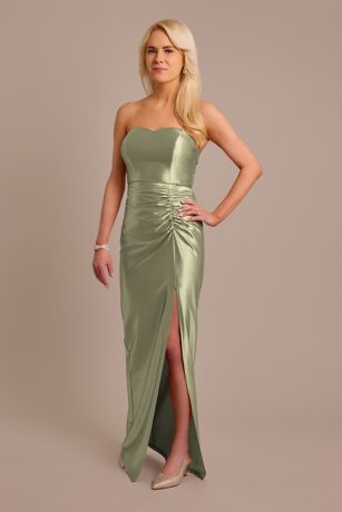 Picture of Sculpting Satin Sweetheart Ruched Dress