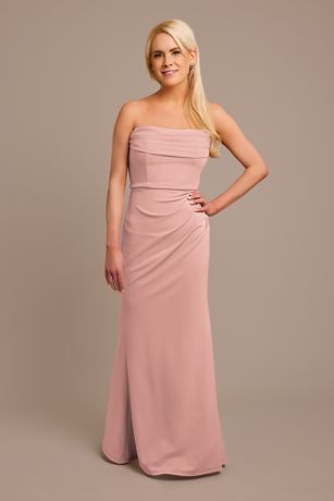 Picture of Stretch Crepe Strapless Cowl Neck Dress
