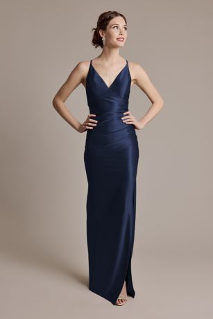 Celebrate DB Studio Sculpting Satin V-Neck Cross-Back Dress