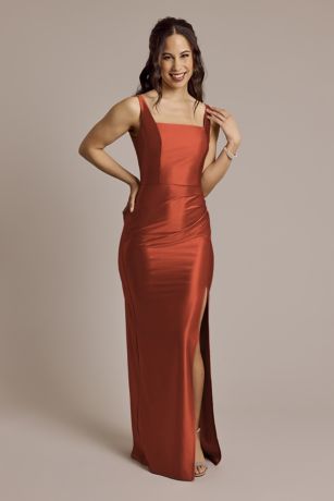 Celebrate DB Studio Sculpting Satin Square Neck Tank Dress