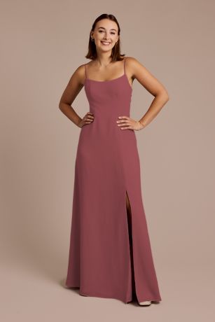 Celebrate DB Studio Spaghetti Strap Bow Back Chiffon Dress