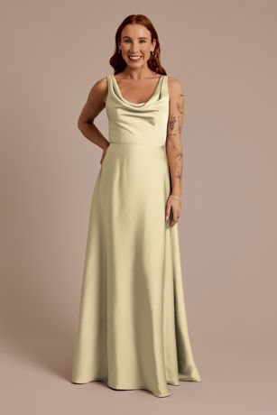 Picture of Matte Satin Cowl Neck Tie Back Dress