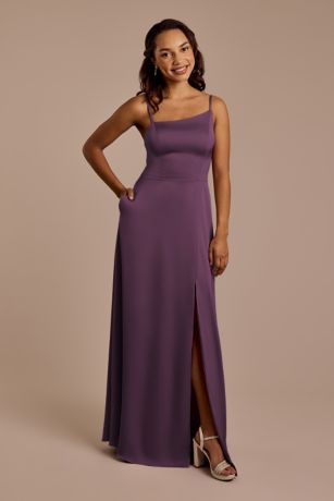 Picture of Matte Satin Asymmetrical Strap A-Line Dress