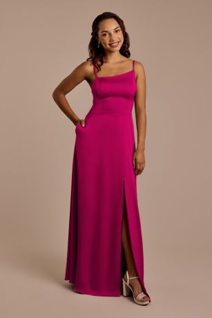 Picture of Matte Satin Asymmetrical Strap A-Line Dress