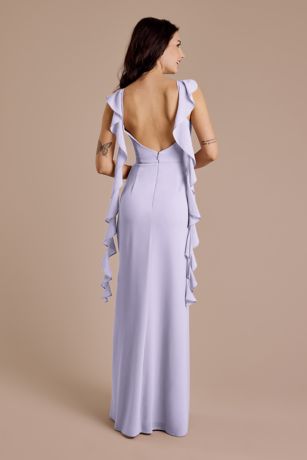 a-line scoop floor-length chiffon bridesmaid dress with ruffle Dreamylily A-line Scoop Floor-Length Chiffon Mother of the Bride Dress With  Cascading Ruffles Beading Sequins