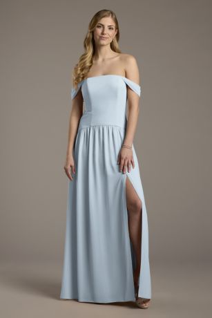 Picture of Chiffon Curved Drop Waist Off-the-Shoulder Dress