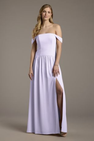 Picture of Chiffon Curved Drop Waist Off-the-Shoulder Dress