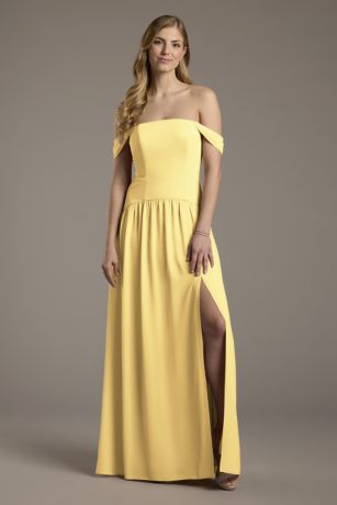 Picture of Chiffon Curved Drop Waist Off-the-Shoulder Dress