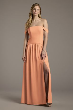 Picture of Chiffon Curved Drop Waist Off-the-Shoulder Dress
