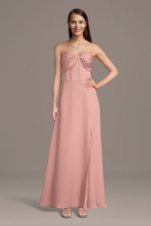 Celebrate DB Studio Satin Bow Bodice Corset A-Line Dress in Ballet Size: 1X David's Bridal