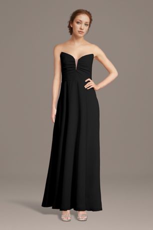 Picture of Strapless Chiffon Notch Neck A-Line Dress