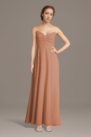 Picture of Strapless Chiffon Notch Neck A-Line Dress