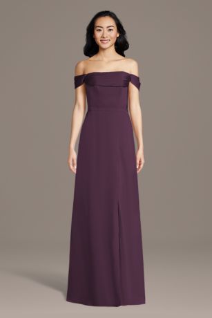 Picture of Matte Satin Off-the-Shoulder Cowl Neck Sheath