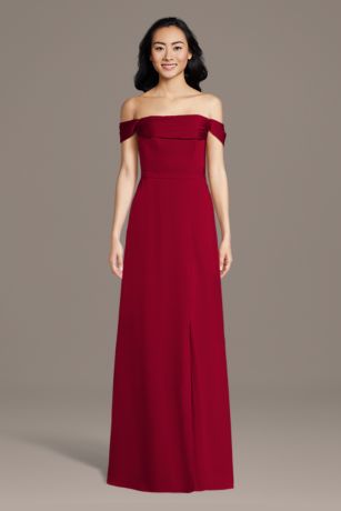 Picture of Matte Satin Off-the-Shoulder Cowl Neck Sheath