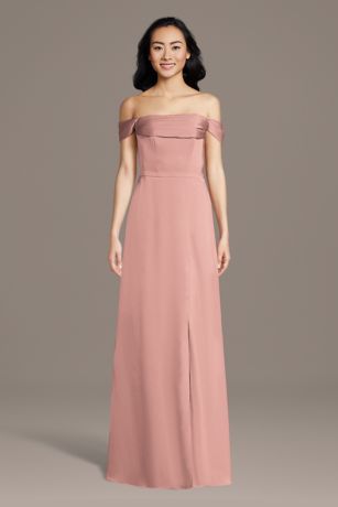 Picture of Matte Satin Off-the-Shoulder Cowl Neck Sheath