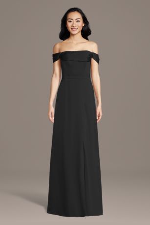 Picture of Matte Satin Off-the-Shoulder Cowl Neck Sheath