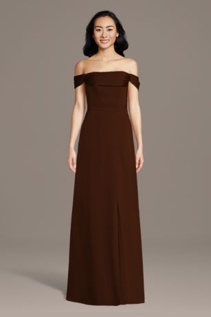 Picture of Matte Satin Off-the-Shoulder Cowl Neck Sheath