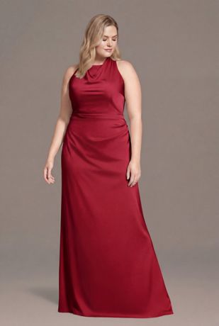 Picture of Matte Satin High Neck Low Back Sheath Dress