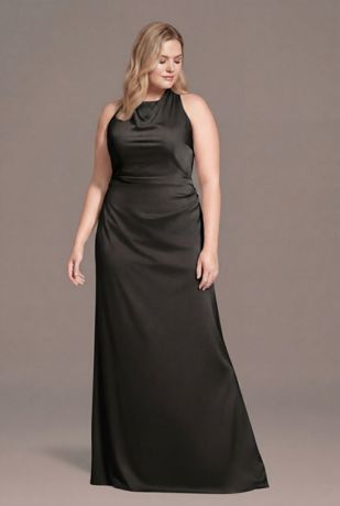 Picture of Matte Satin High Neck Low Back Sheath Dress