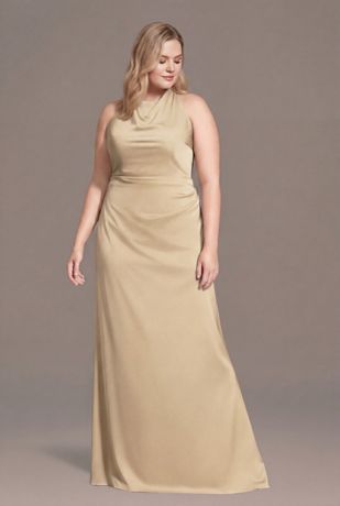 Picture of Matte Satin High Neck Low Back Sheath Dress
