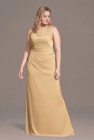 Picture of Matte Satin High Neck Low Back Sheath Dress