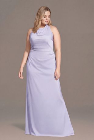 Picture of Matte Satin High Neck Low Back Sheath Dress