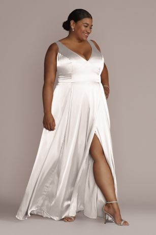 Picture of Charmeuse Tank V-Neck Dress with Slit