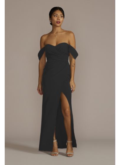 Tall Stretch Crepe Off-Shoulder Bridesmaid Dress - A glamorous option for bridesmaids, this stretch crepe