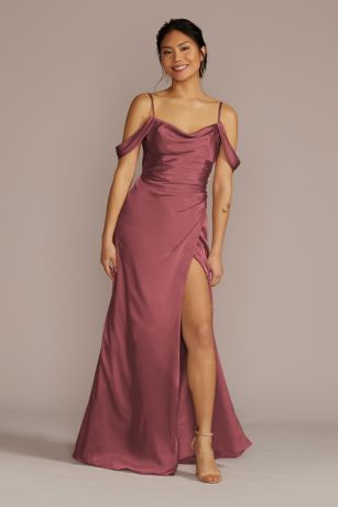 Charmeuse Cowl Dress with Lace-Up Back