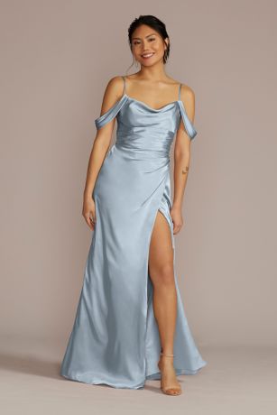 Picture of Charmeuse Cowl Dress with Swag Sleeves