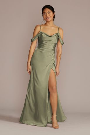 charmeuse cowl bridesmaid dress with swag sleeves Charmeuse Cowl Bridesmaid Dress with Swag Sleeves