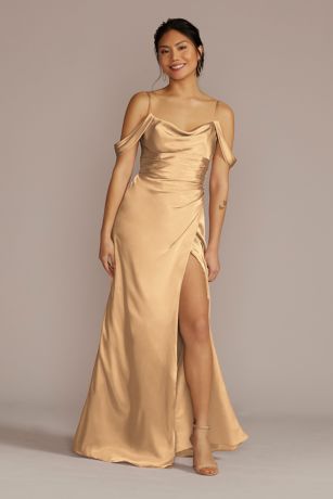 Picture of Charmeuse Cowl Dress with Swag Sleeves