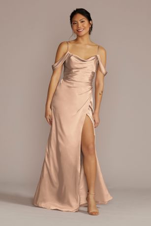 Picture of Charmeuse Cowl Dress with Swag Sleeves