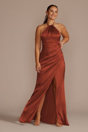 Picture of Tie-Neck Charmeuse Halter Dress