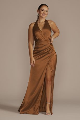 David's Bridal Halter Bridesmaid Dress
