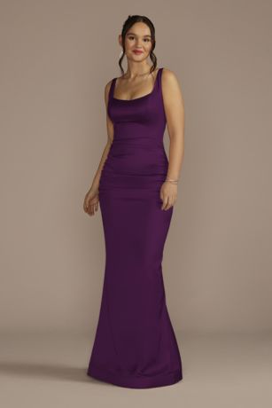 Picture of Stretch Satin Tank Dress with Train