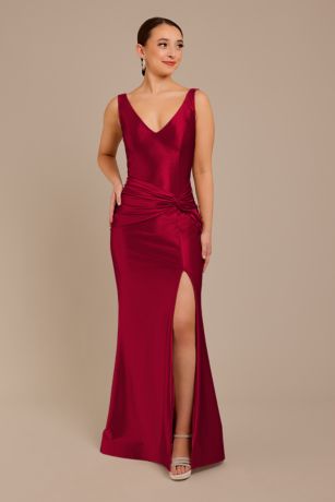 Galina Signature Sculpting Satin Tank Knot Dress