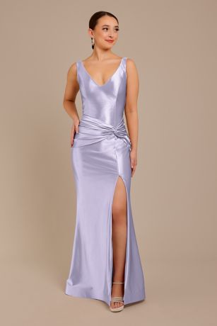 Galina Signature Sculpting Satin Tank Knot Dress