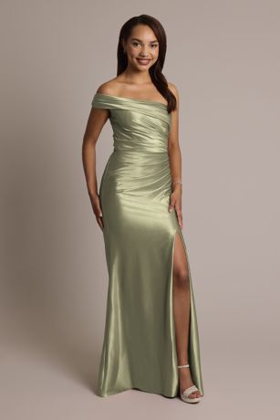 Galina Signature Sculpting Satin Ruched Sheath Dress