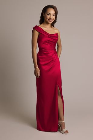 Picture of One-Shoulder Charmeuse Sheath Dress