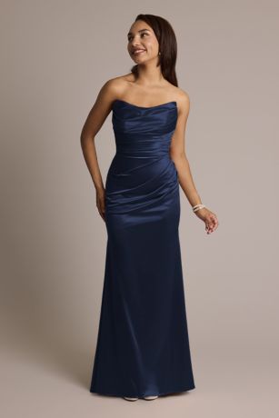 Picture of Galina Signature Sculpting Satin Strapless Mermaid Dress in Marine Size: 24 David's Bridal