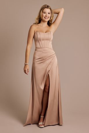 Picture of Matte Satin Sculpted Bodice Corset Dress