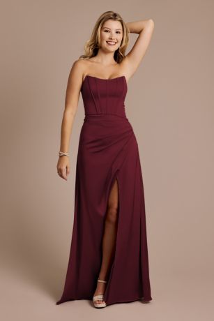 Picture of Matte Satin Sculpted Bodice Corset Dress